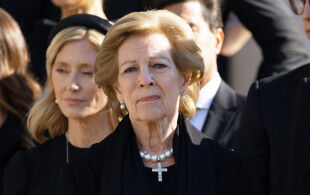 Anne-Marie de Grèce aux funérailles de son époux, le roi Constantin II, à Athènes, le 16 janvier 2023.